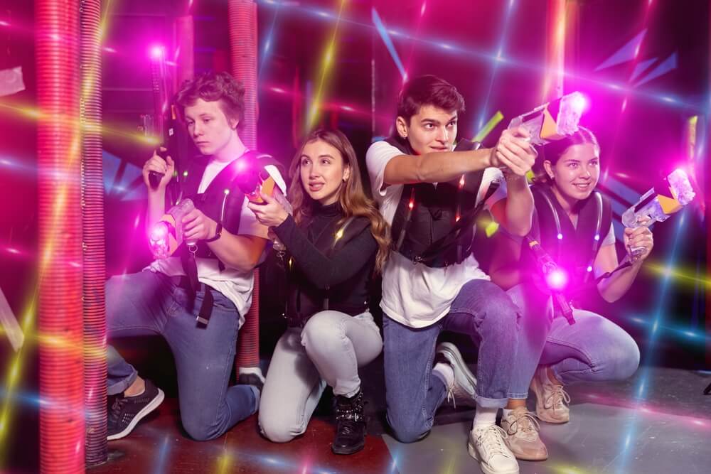 People playing laser tag which is one of the attractions at Wonderworks in Pigeon Forge, TN